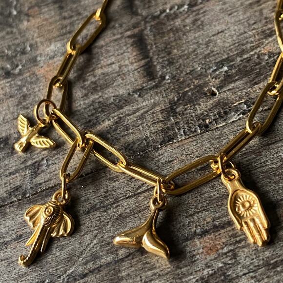 NEW Good Luck Gold Charm Layering Bracelet - Picture 2 of 13